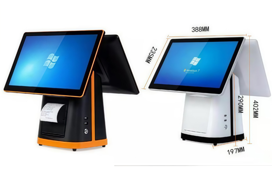 เครื่อง POS หน้าจอคู่ขนาด 15.6 นิ้ว สําหรับร้านค้าปลีกและร้านอาหาร