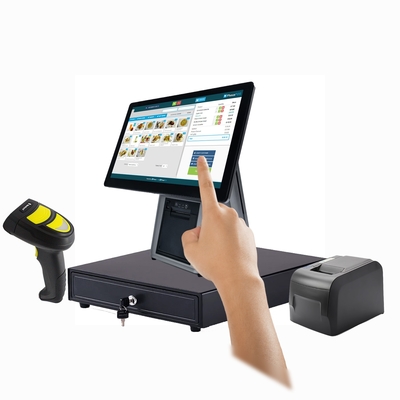 เครื่องบันทึกเงินสดแบบ All-in-one ขนาด 15.6 นิ้ว หน้าจอสัมผัส TFT LED ระบบ Android พร้อมเครื่องพิมพ์และเครื่องสแกนสำหรับตู้บริการ